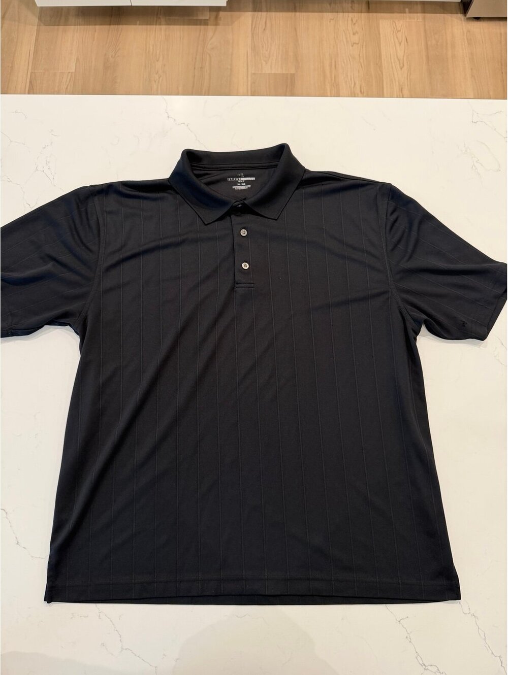 Grand Slam Golf Mens XL Black Pinstripe Short Sleeve Polo Shirt